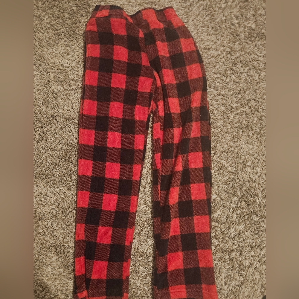 Forina Red and Black Plaid Fleece Pajama Pants Women's Small Pre Owned